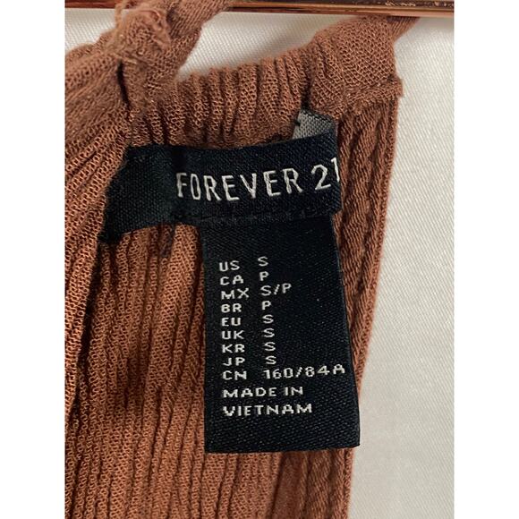 Forever 21 Women Crinkle Halter Maxi Dress Elastic Waist Tie Back Rust Size S - Picture 3 of 8